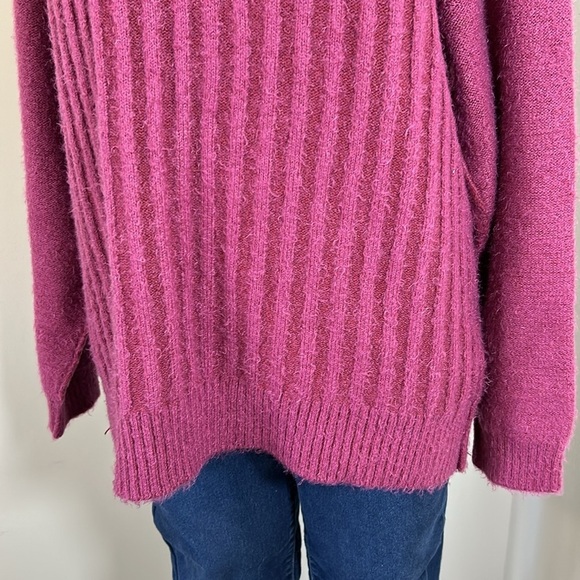 Free People Big City Turtleneck Sweater Mulberry Garnet Ribbed Oversized Sz XS - Picture 6 of 14